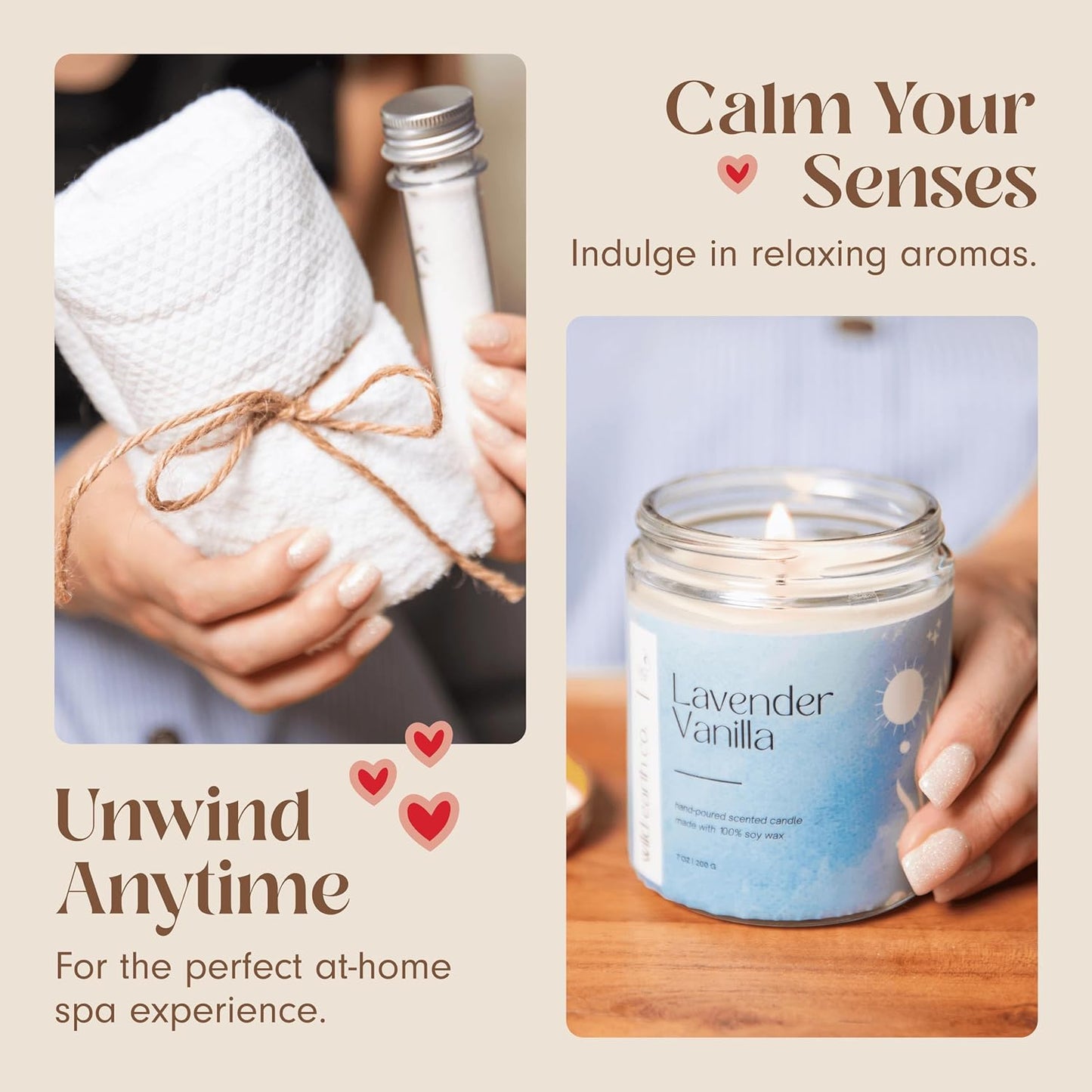 Indulge in Relaxation: Women's Self Care Gift Box with Mug, Candle, Bath Bombs & Soap